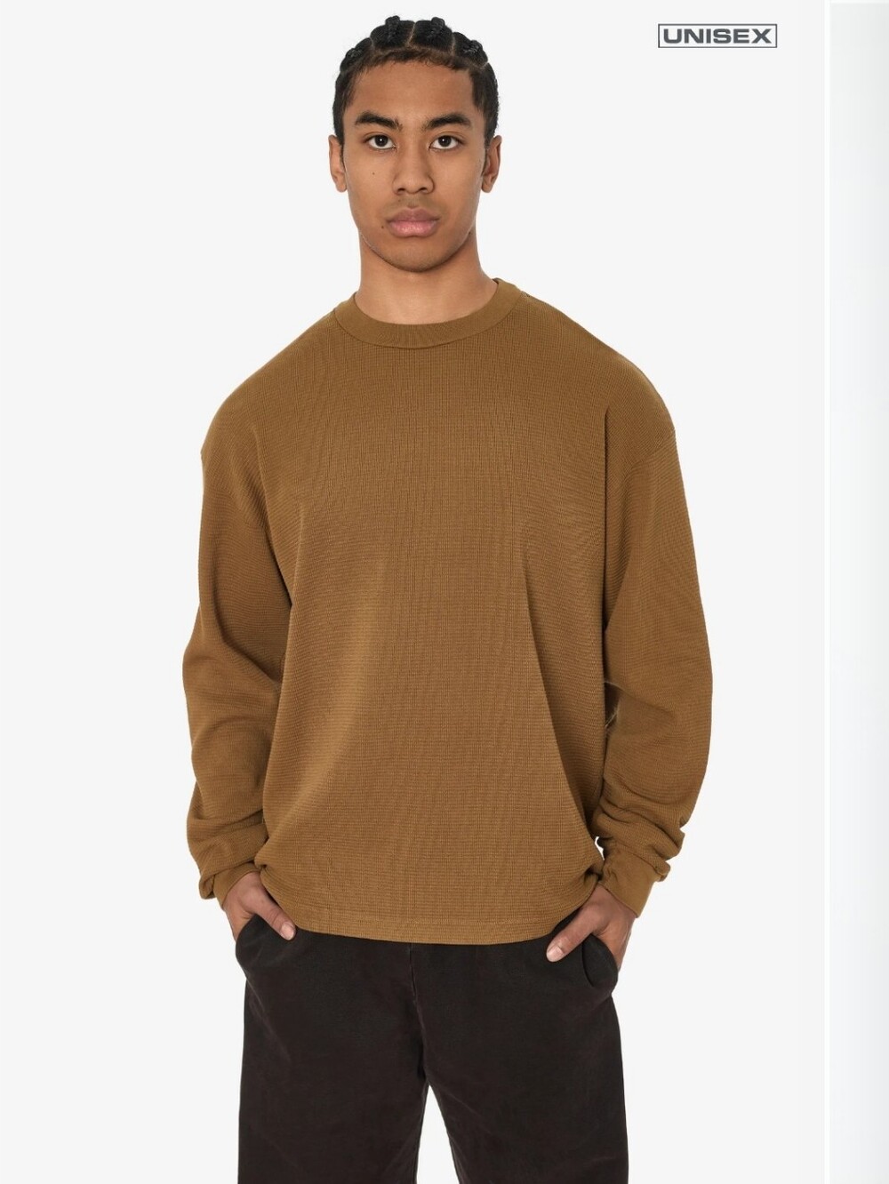 Los Angeles Apparel Brass Long Sleeve Heavy Thermal Crewneck Unisex Size S